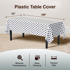Black Polka Dot Plastic Table Covers | 6 Pack | 54 in. x 108 in.