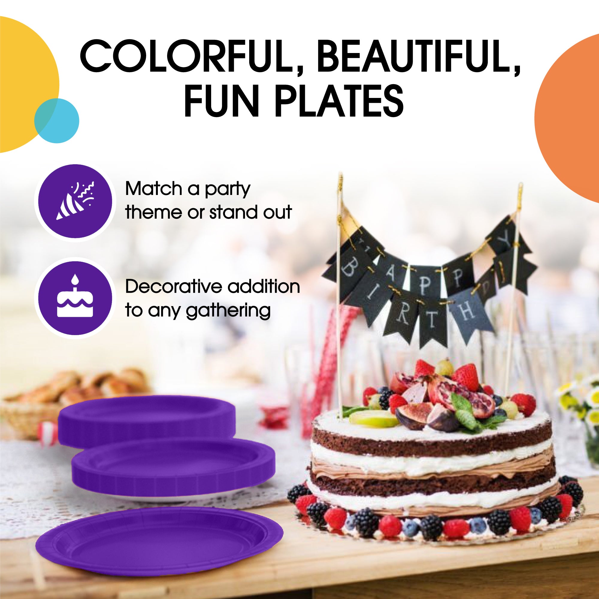 9 In. Purple Paper Plates - 20 Ct.