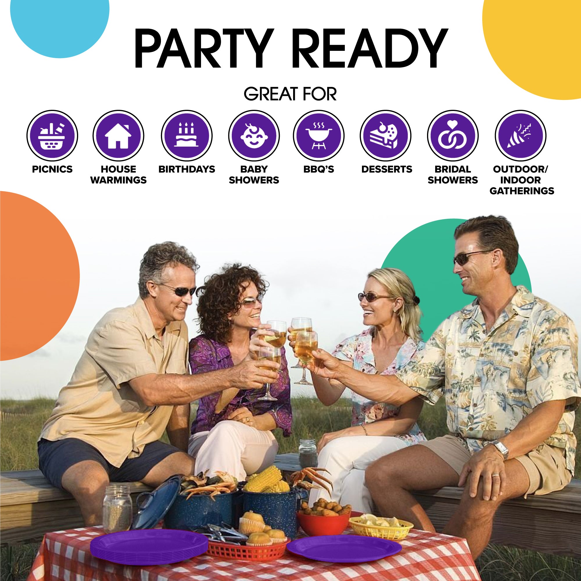 10 In. Purple Paper Plates - 20 Ct.