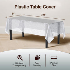 White Floral Plastic Table Cover