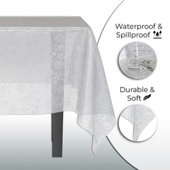 White Floral Plastic Table Covers | 6 Pack | 54 in. x 108 in.