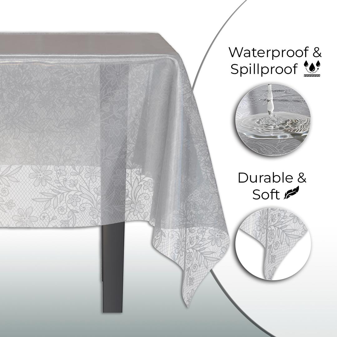 Silver Floral Plastic Table Cover | Case of 48