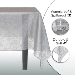 Silver Floral Plastic Table Cover