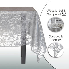 Silver Lace Plastic Table Cover