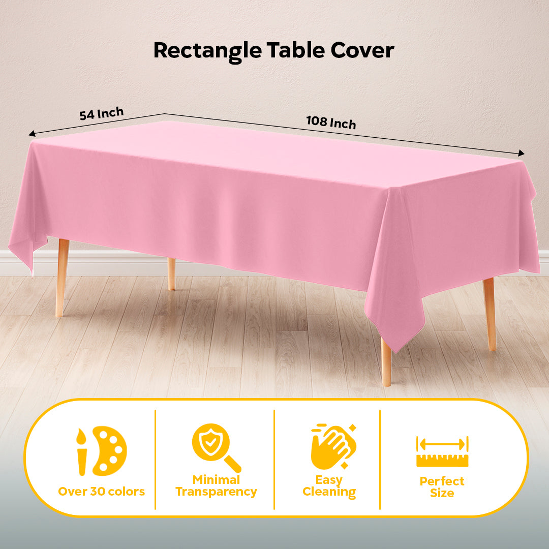 Pink Plastic Table Cover | 54 in. x 108 in.