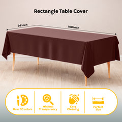Brown Plastic Table Cover | Case of 48 | 54 in. x 108 in.