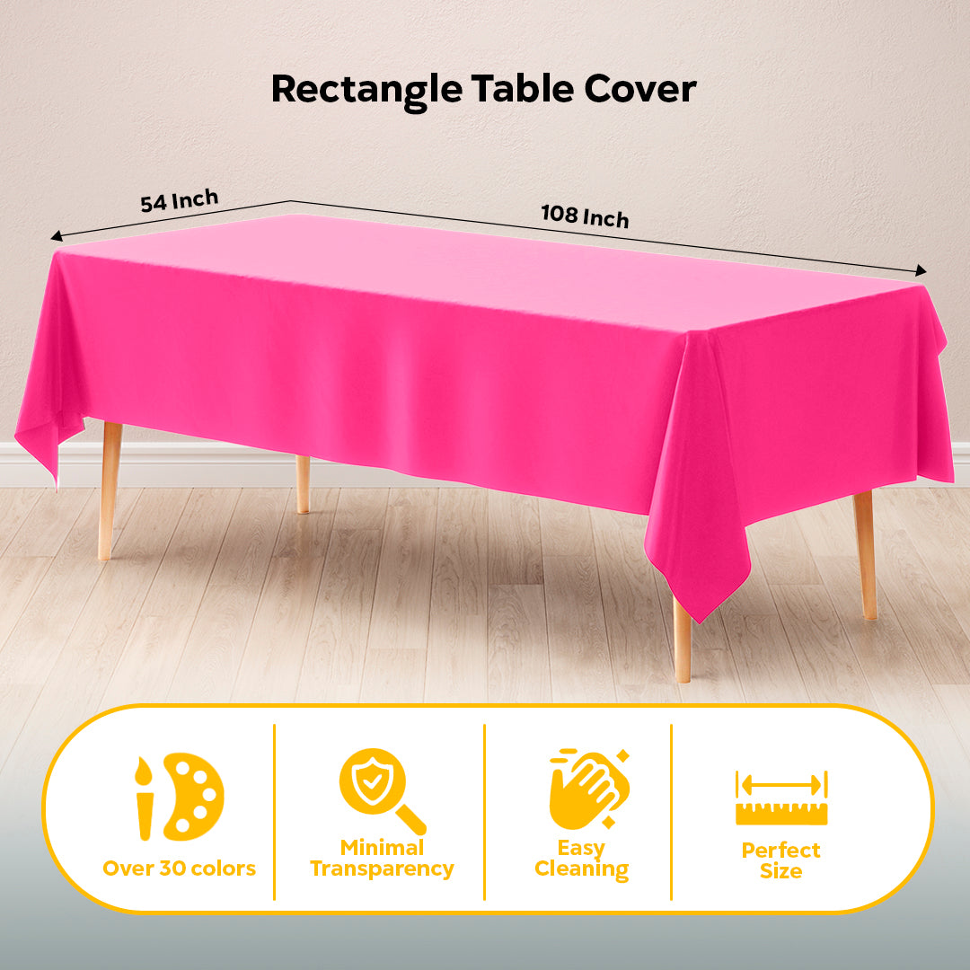 Cerise Plastic Table Covers | 6 Pack | 54 in. x 108 in.