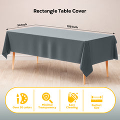 Silver Plastic Table Covers | 6 Pack | 54 in. x 108 in.