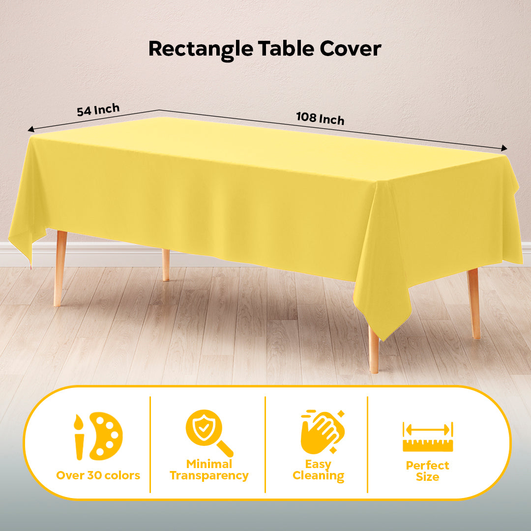 Light Yellow Plastic Table Covers | 12 Pack | 54 in. x 108 in.