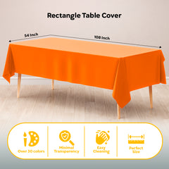 Orange Plastic Table Covers | 12 Pack | 54 in. x 108 in.