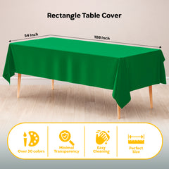 Emerald Green Plastic Table Covers | 12 Pack | 54 in. x 108 in.
