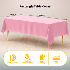 Pink Plastic Table Covers | 6 Pack | 54 in. x 108 in.