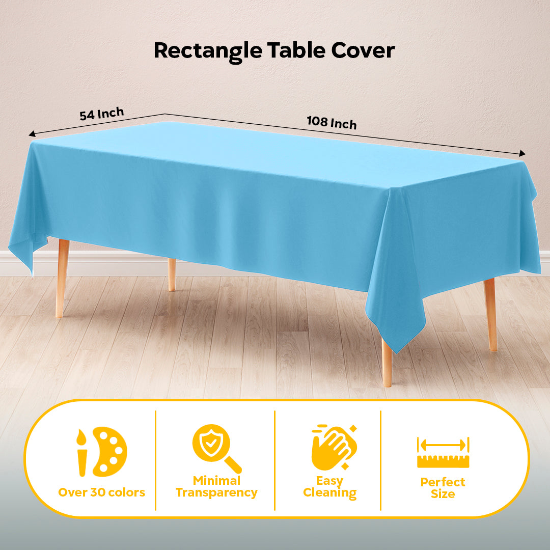 Light Blue Plastic Table Cover | 54 in. x 108 in.