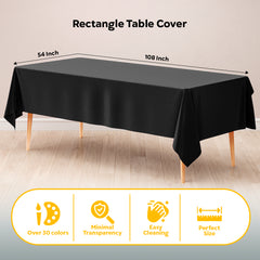 Black Plastic Table Cover | Case of 48 | 54 in. x 108 in.
