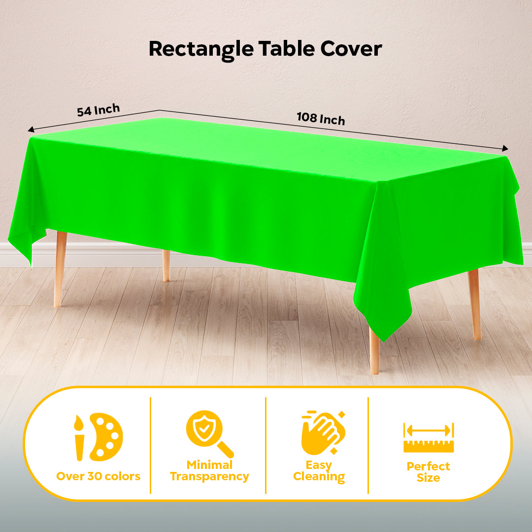 Lime Green Plastic Table Cover | Case of 48 | 54 in. x 108 in.