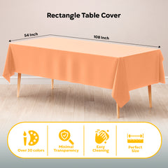 Peach Plastic Table Cover | 54 in. x 108 in.