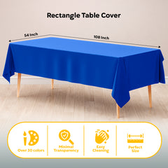 Dark Blue Plastic Table Covers | 6 Pack | 54 in. x 108 in.