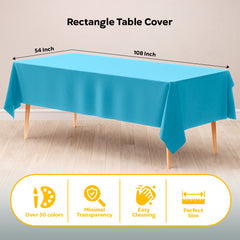 Sky Blue Plastic Table Covers | 6 Pack | 54 in. x 108 in.