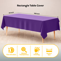 Purple Plastic Table Cover | 54 in. x 108 in.