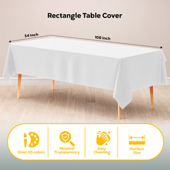 White Plastic Table Cover | Case of 48 | 54 in. x 108 in.