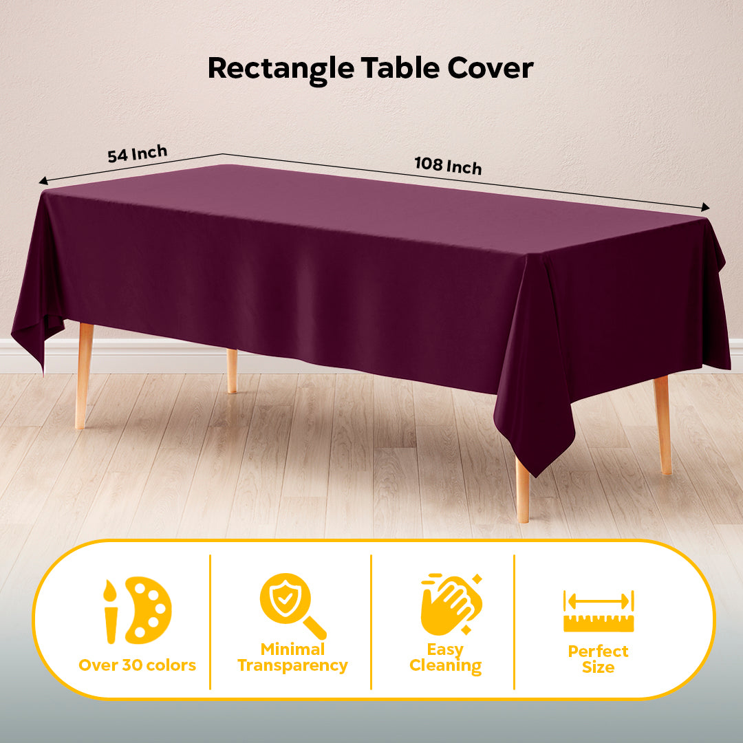 Plum Plastic Table Cover | 54 in. x 108 in.