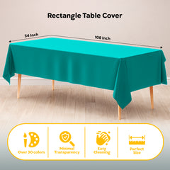 Teal Plastic Table Cover | Case of 48 | 54 in. x 108 in.