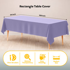 Lavender Plastic Table Covers | 12 Pack | 54 in. x 108 in.