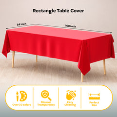 Red Plastic Table Covers | 12 Pack | 54 in. x 108 in.