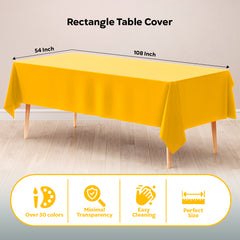 Yellow Plastic Table Cover | 54 in. x 108 in.