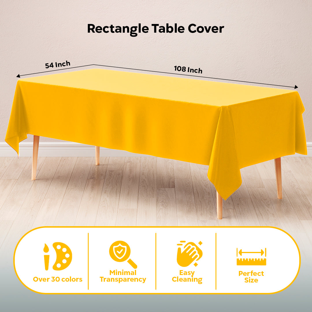 Yellow Plastic Table Covers | 12 Pack | 54 in. x 108 in.