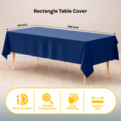 Navy Blue Plastic Table Covers | 12 Pack | 54 in. x 108 in.