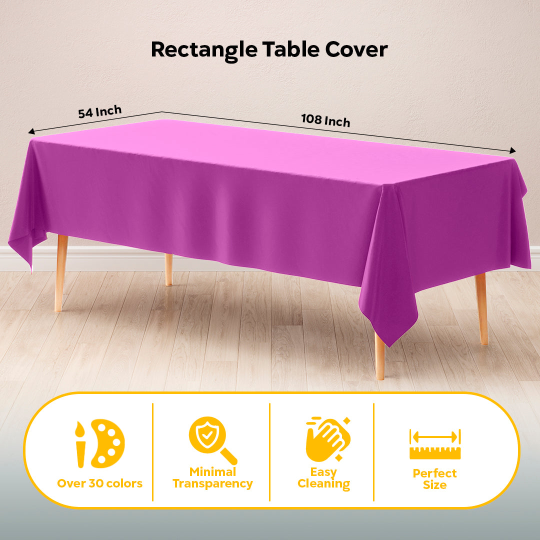 Magenta Plastic Table Covers | 6 Pack | 54 in. x 108 in.