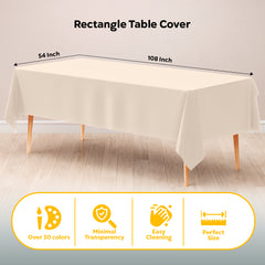 Ivory Plastic Table Covers | 12 Pack | 54 in. x 108 in.