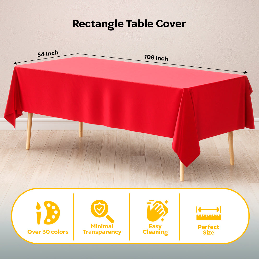 Red Plastic Table Cover | Case of 48 | 54 in. x 108 in.