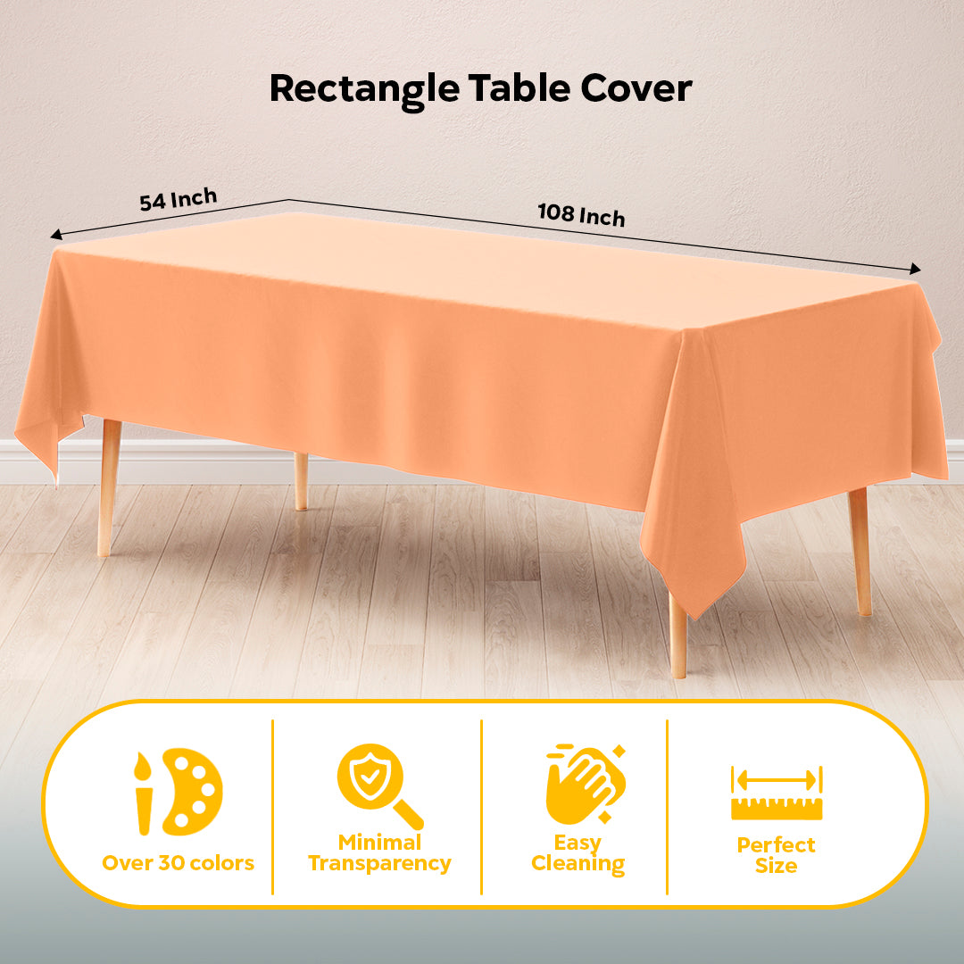 Peach Plastic Table Cover | Case of 48 | 54 in. x 108 in.
