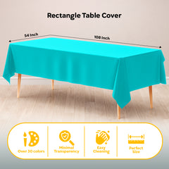 Aqua Blue Plastic Table Cover | 54 in. x 108 in.