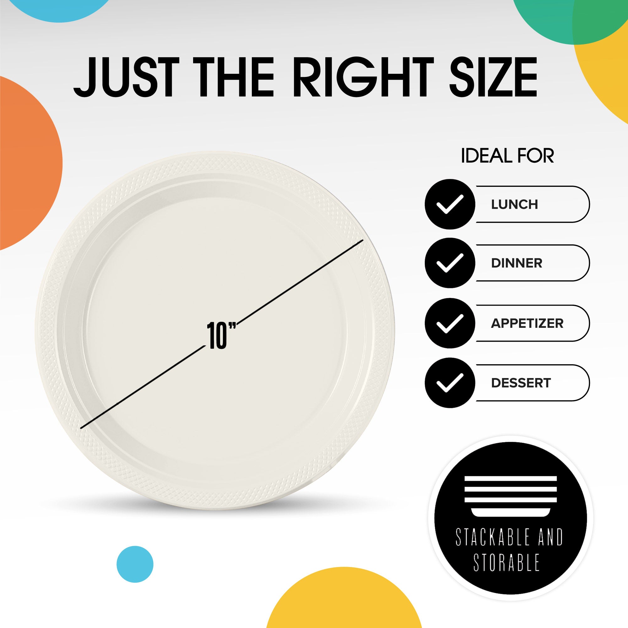 10 in. Ivory Plastic Plates | 20 Ct.