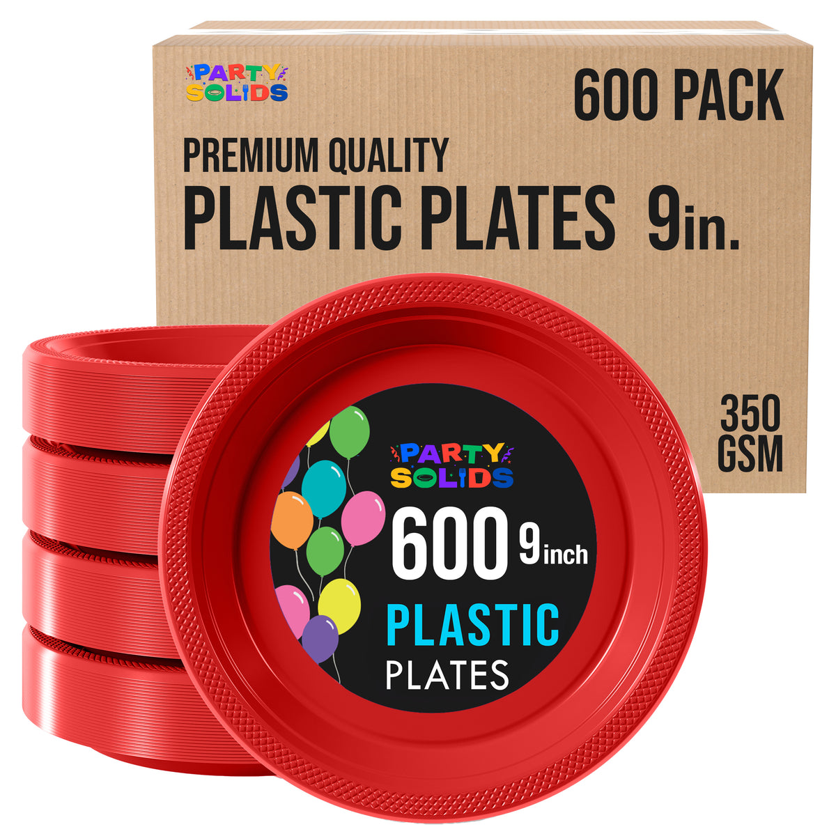 9 in. Red Plastic Plates | Case of 600