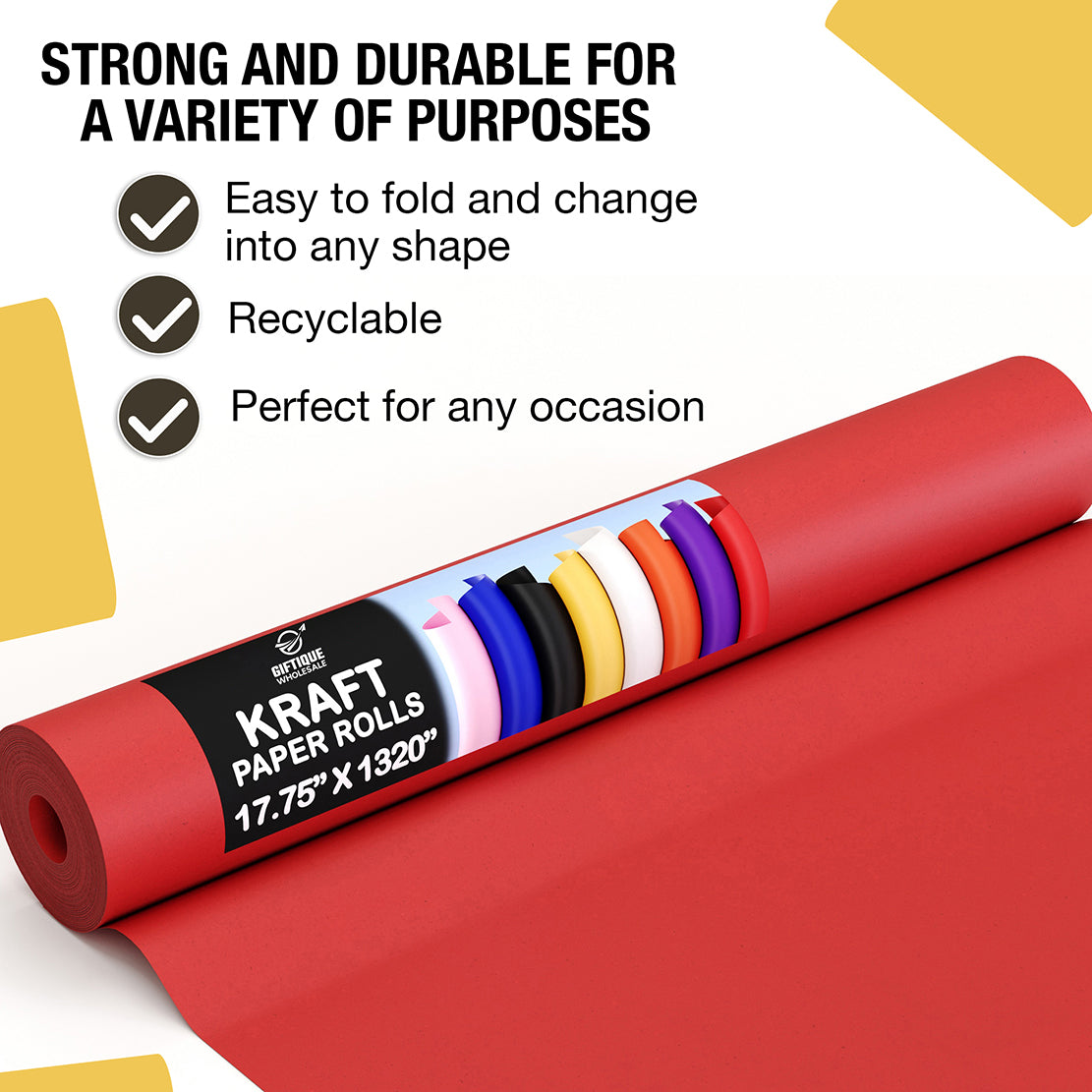 17.75" x 110' Kraft Paper Roll | Red