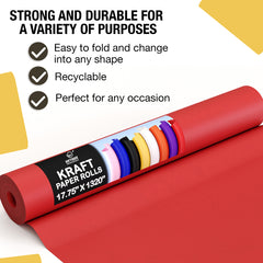 17.75" x 110' Kraft Paper Roll | Red