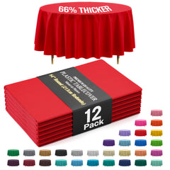 Premium Round Red Plastic Table Covers | 12 Pack | 84 in.