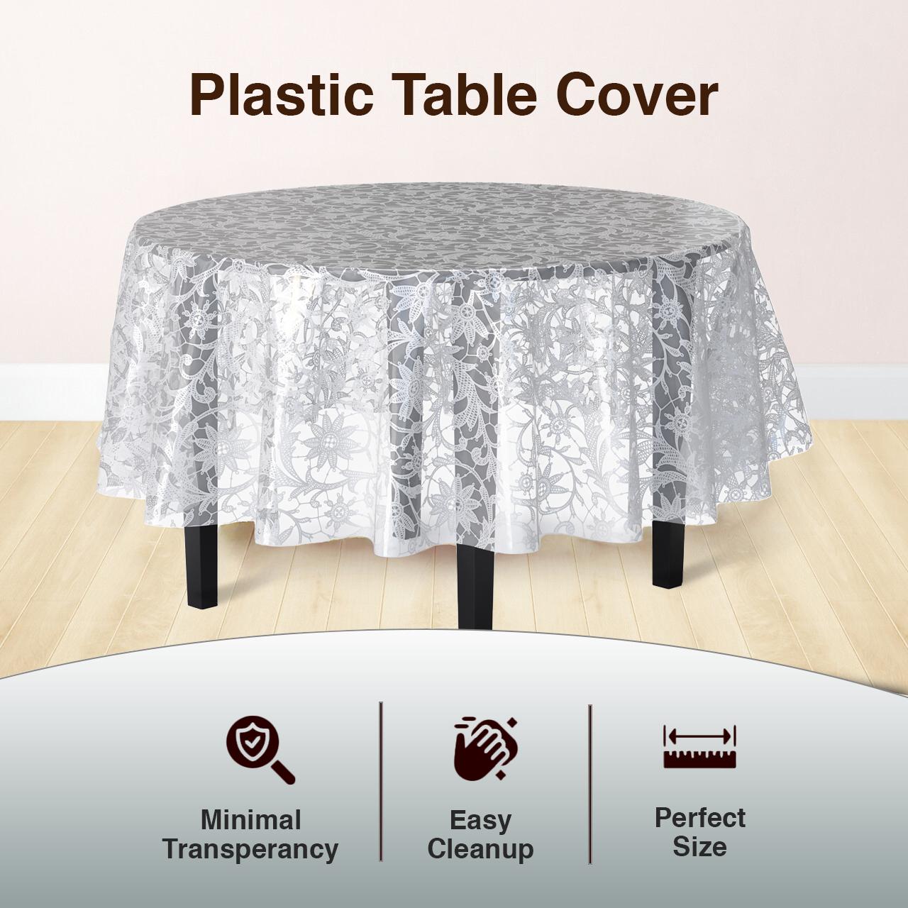 Round White Lace Plastic Table Cover