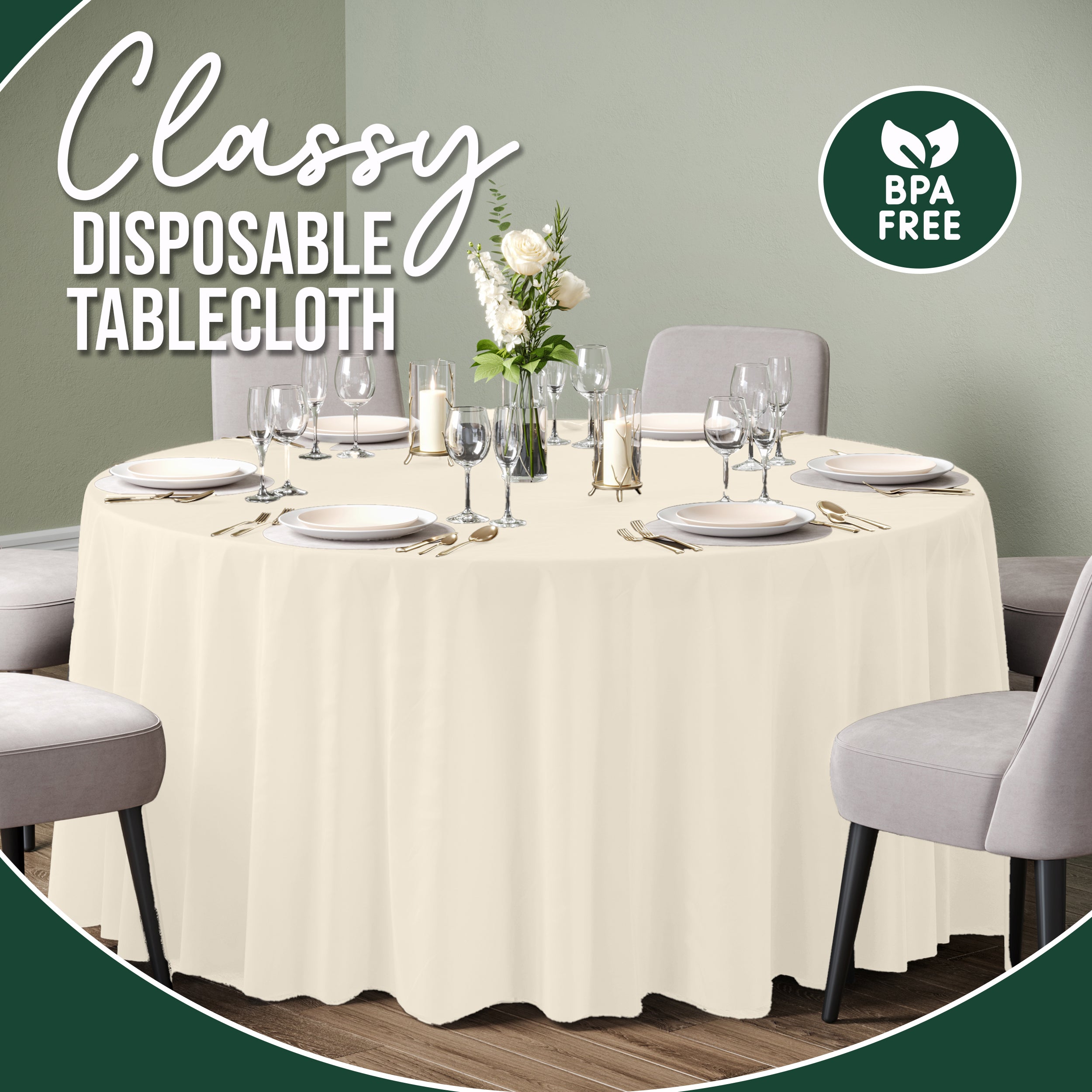 Premium 120" Round Ivory Table Cover