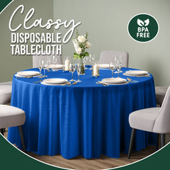 120 in. Premium Round Dark Blue Plastic Table Cover