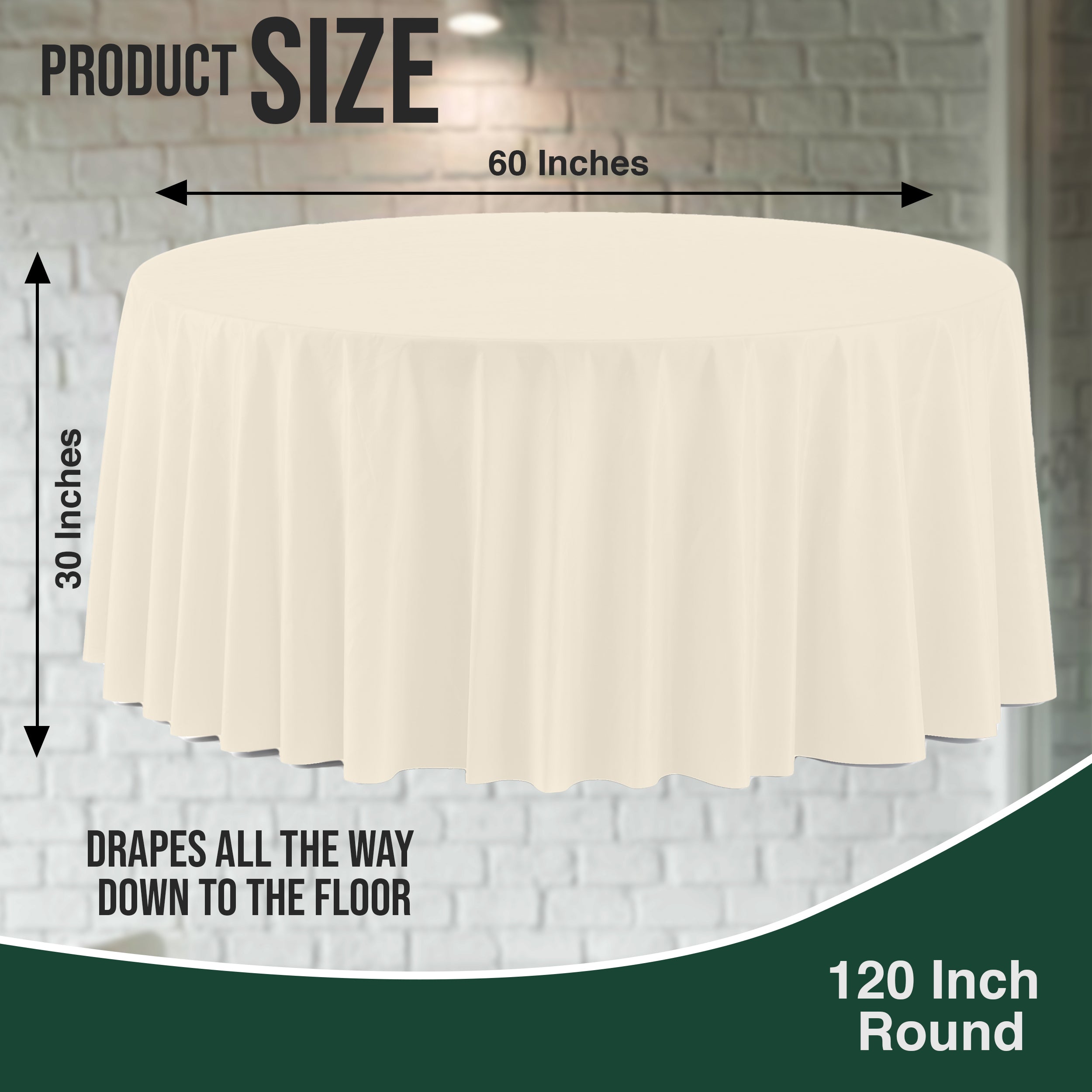 Premium 120" Round Ivory Table Cover