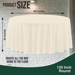 Premium 120" Round Ivory Table Cover