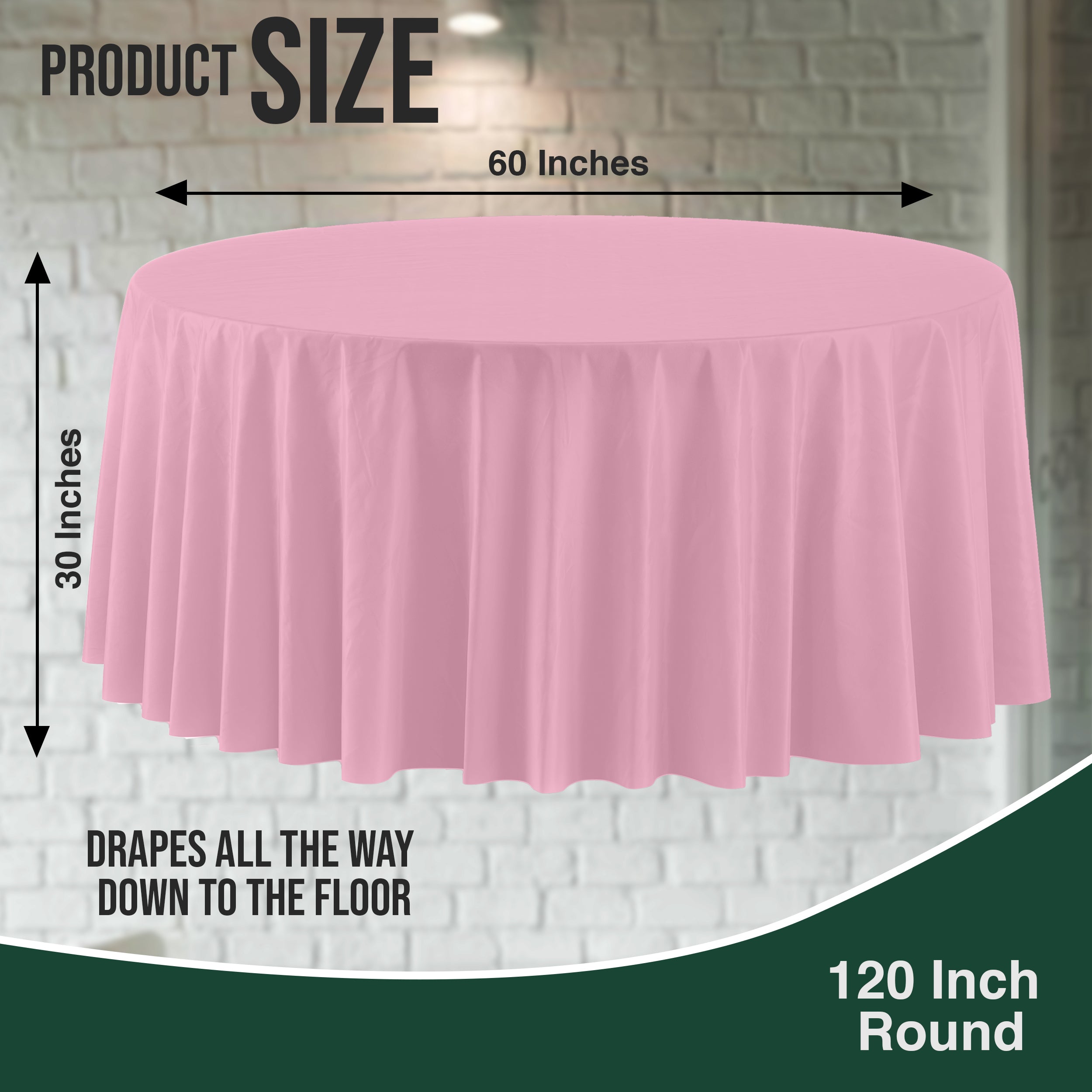 120 in. Premium Round Pink Plastic Table Cover