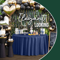 120 in. Premium Round Navy Plastic Table Cover