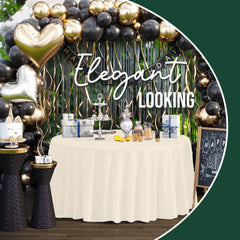 Premium 120" Round Ivory Table Cover