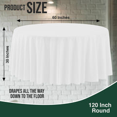 120 in. Premium Round White Plastic Table Cover | Case of 60